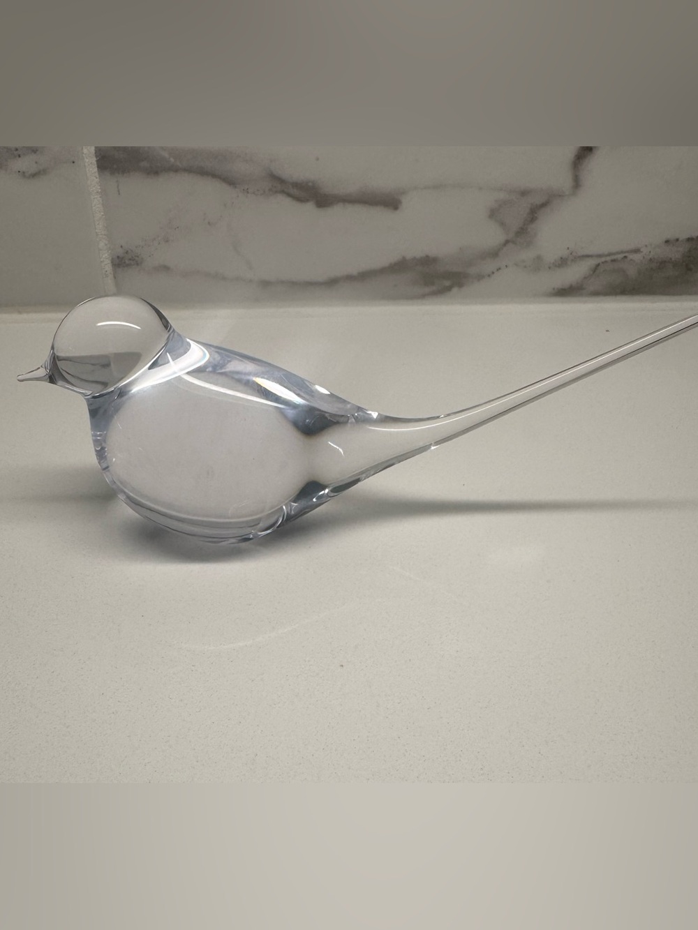 Vintage Clear Art Glass Swallow Bird Figurine, Long Tail Paperweight, Scandinavi